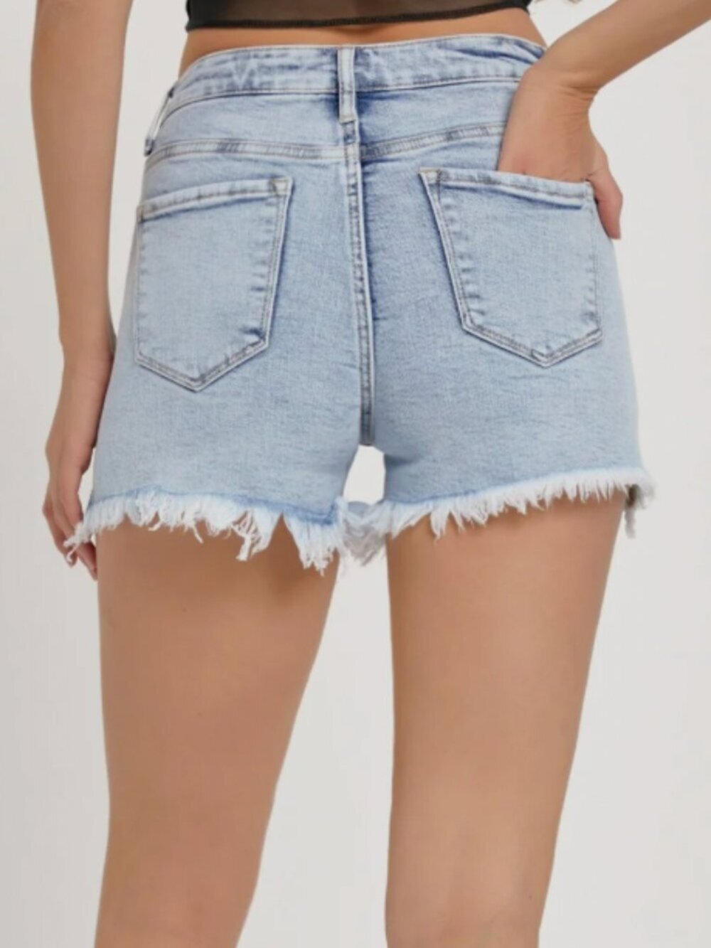 NWT Risen High Rise Rhinestone Embellished Jean Shorts Size Large - Picture 3 of 10